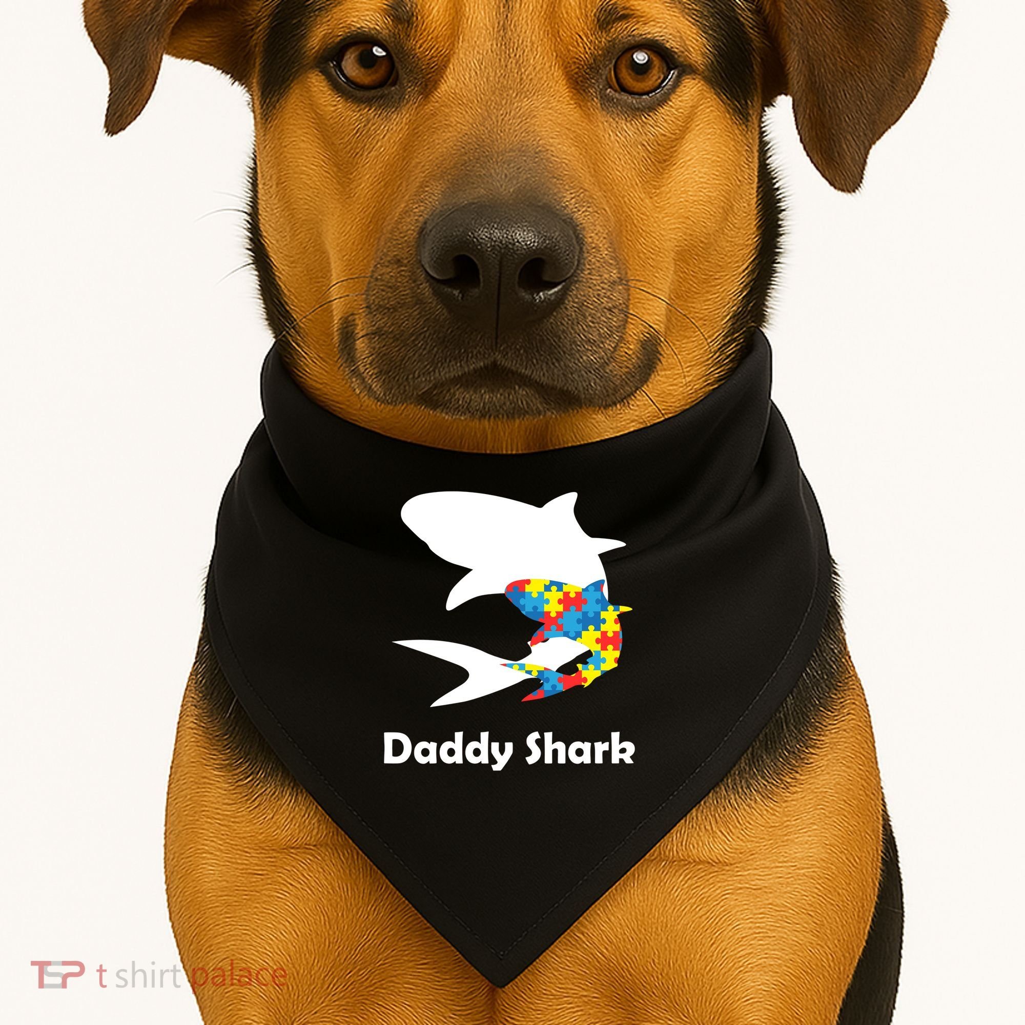 Daddy Shark Puzzles Autism Awareness USA-Made Doggie Bandana