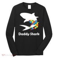 Daddy Shark Puzzles Autism Awareness Long Sleeve Shirt thumb 0