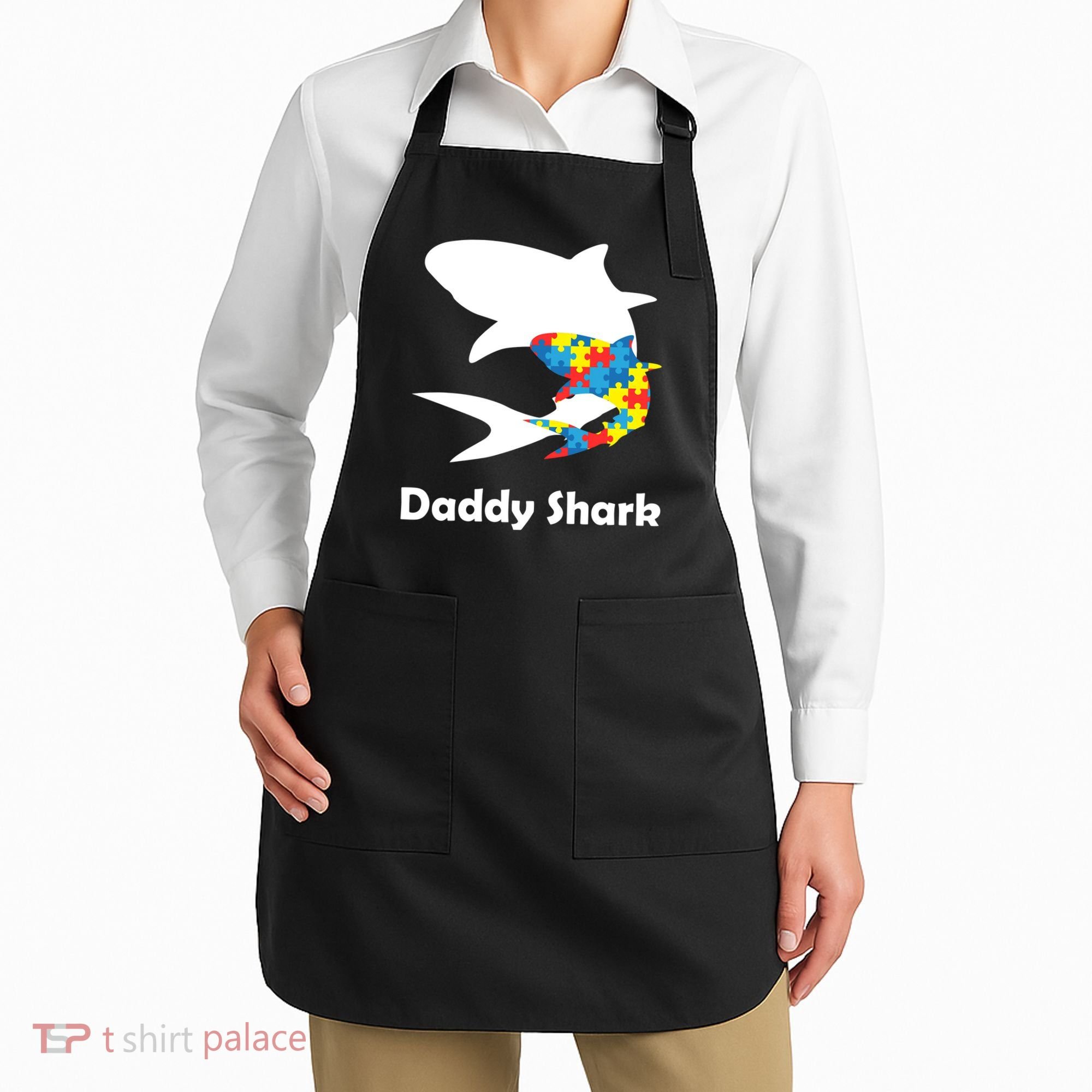 Daddy Shark Puzzles Autism Awareness Apron