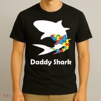 Daddy Shark Puzzles Autism Awareness T-Shirt thumb 3
