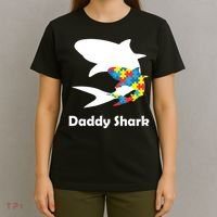 Daddy Shark Puzzles Autism Awareness T-Shirt thumb 4