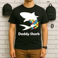 Daddy Shark Puzzles Autism Awareness T-Shirt thumb 6