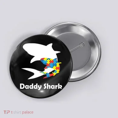 Daddy Shark Puzzles Autism Awareness Button