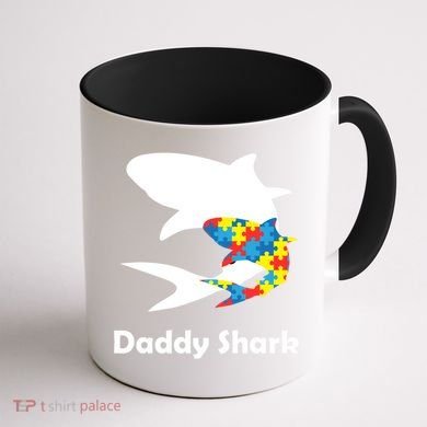 Daddy Shark Puzzles Autism Awareness Coffee Mug back