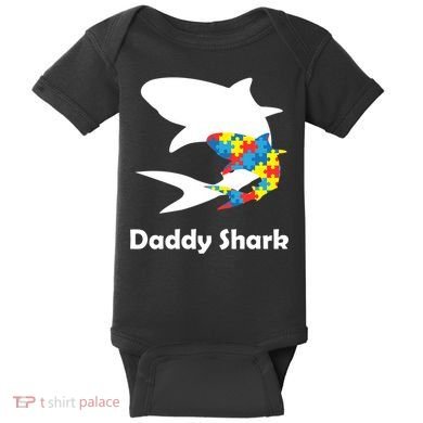 Daddy Shark Puzzles Autism Awareness Baby Bodysuit