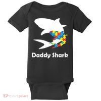 Daddy Shark Puzzles Autism Awareness Baby Bodysuit thumb 0
