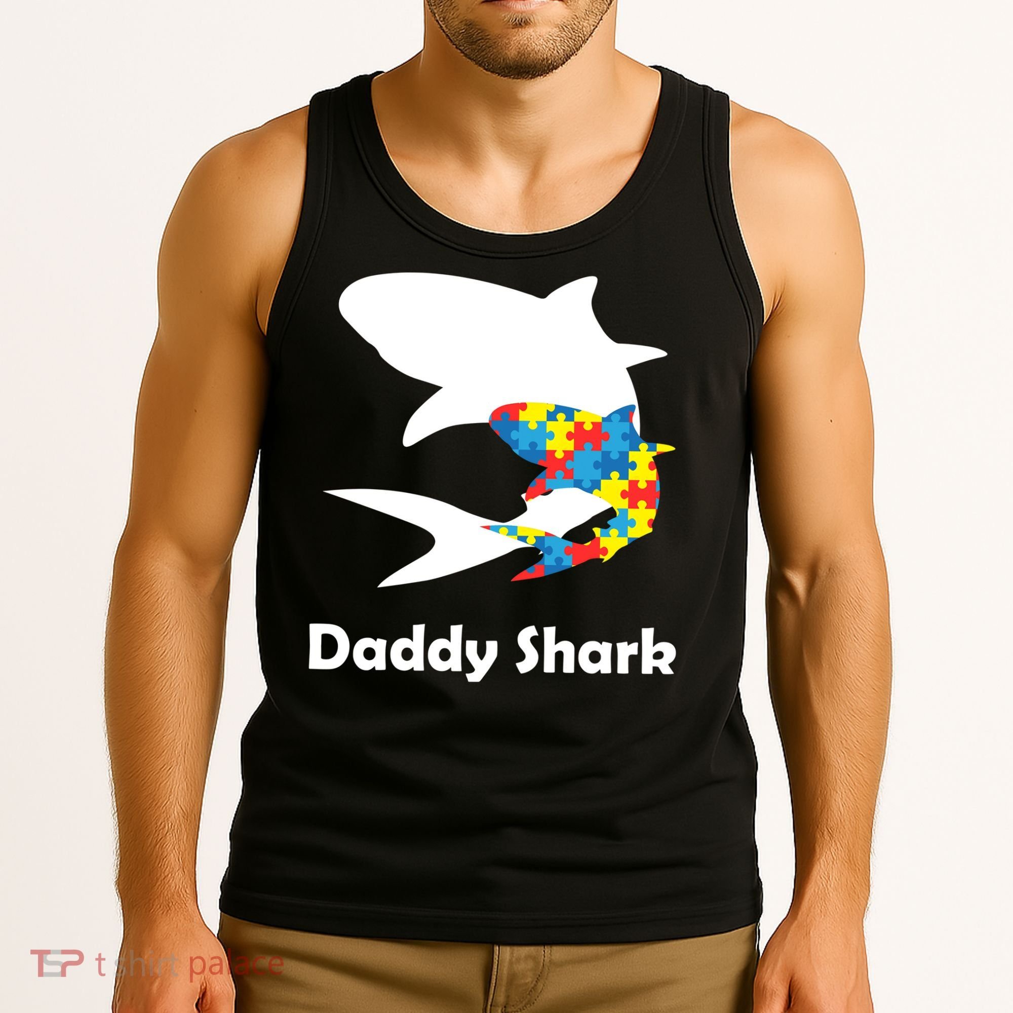 Daddy Shark Puzzles Autism Awareness Tank Top