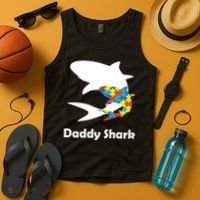 Daddy Shark Puzzles Autism Awareness Tank Top thumb 4