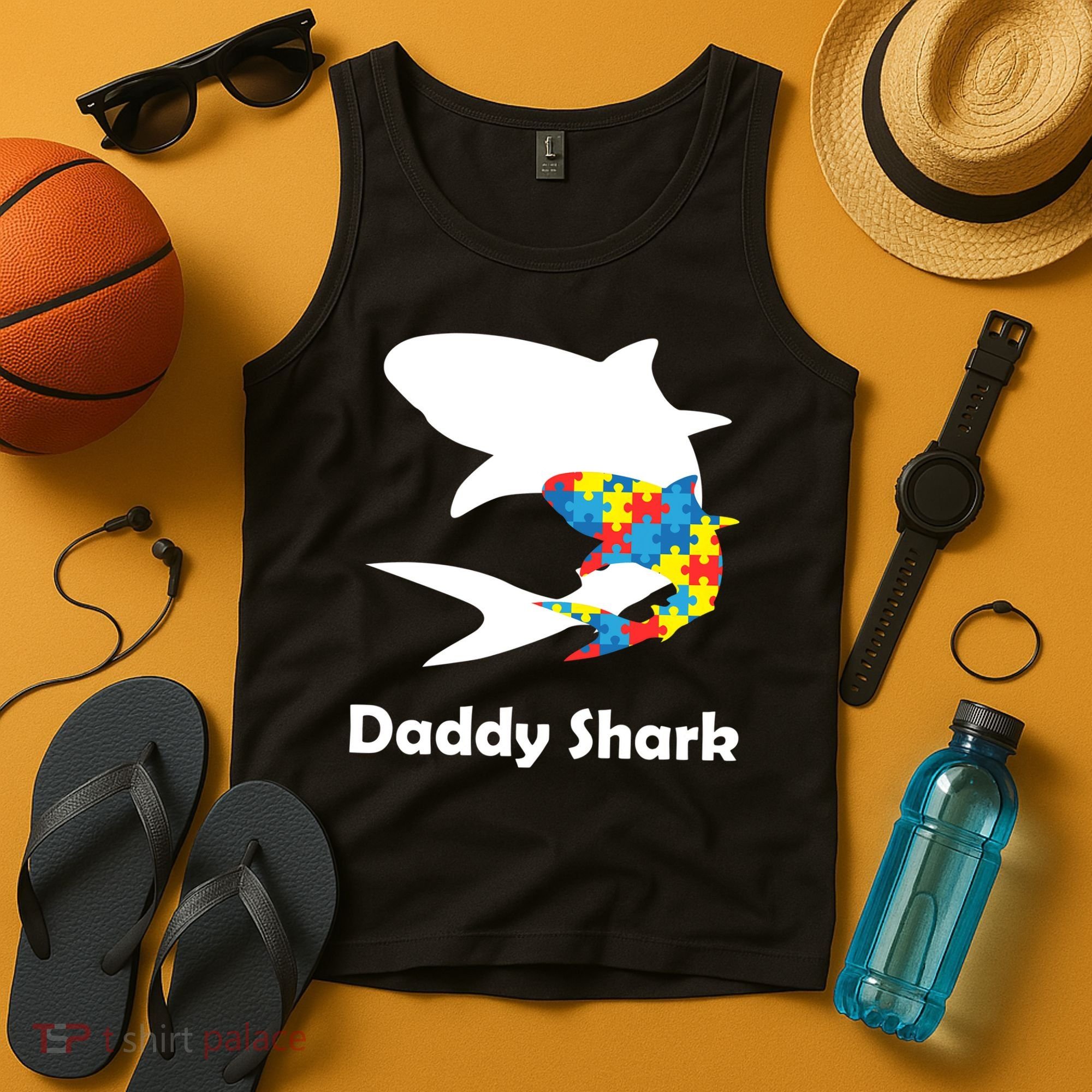 Daddy Shark Puzzles Autism Awareness Tank Top