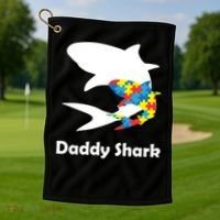 Daddy Shark Puzzles Autism Awareness Golf Towel thumb 1