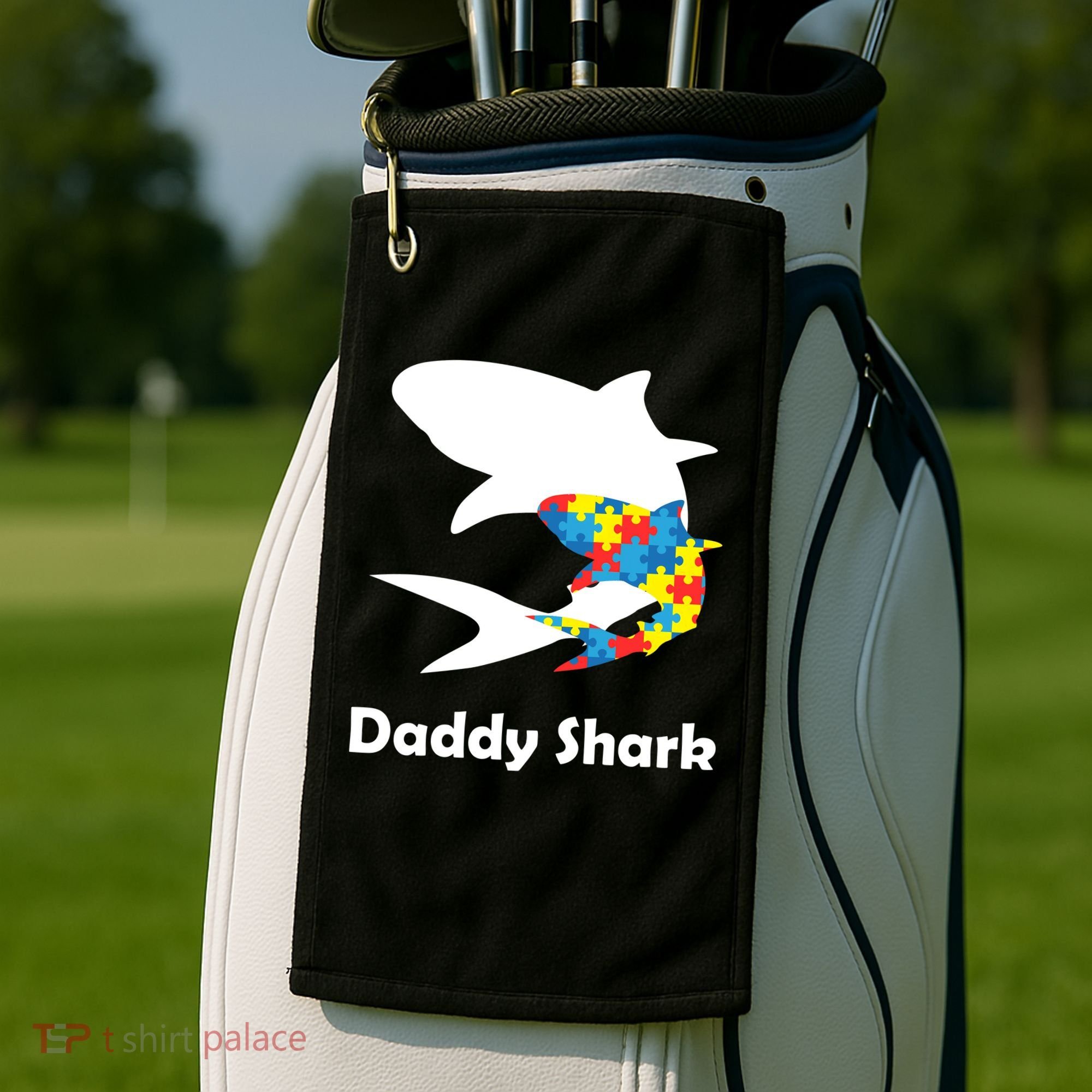 Daddy Shark Puzzles Autism Awareness Golf Towel