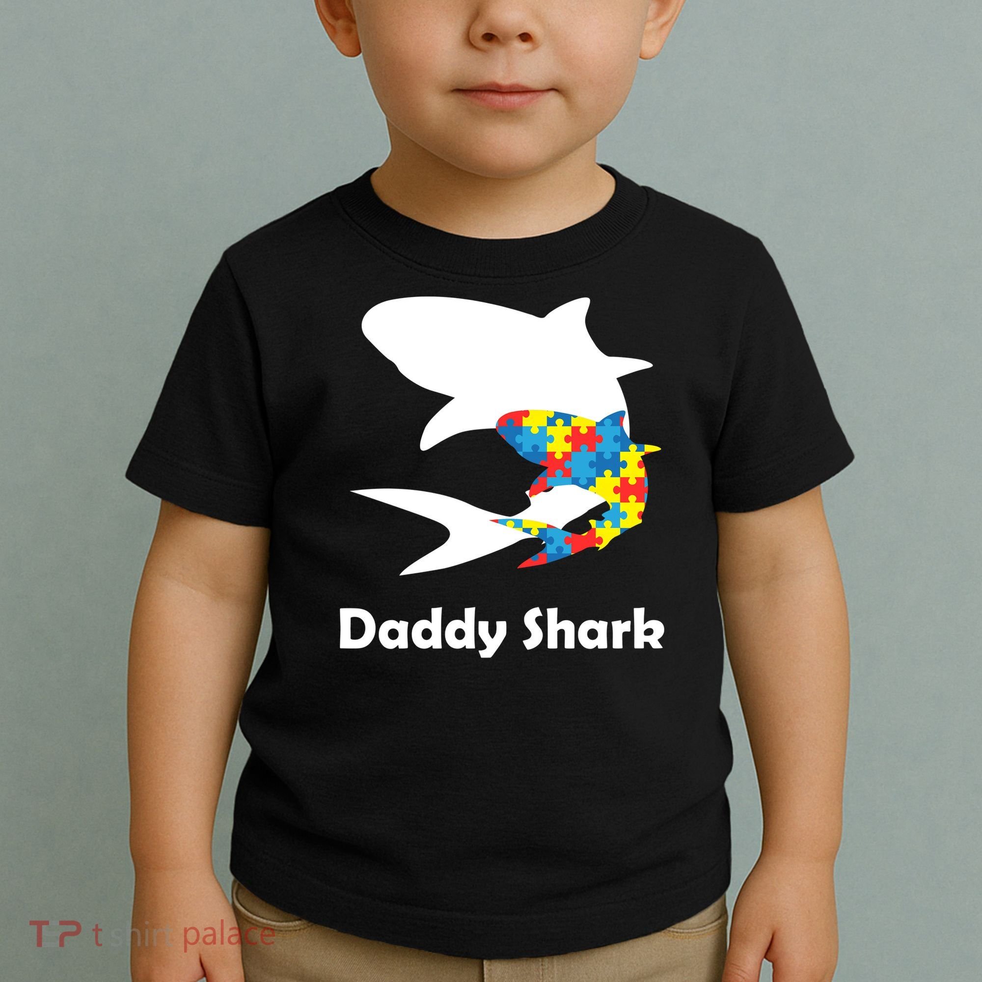 Daddy Shark Puzzles Autism Awareness Toddler T-Shirt