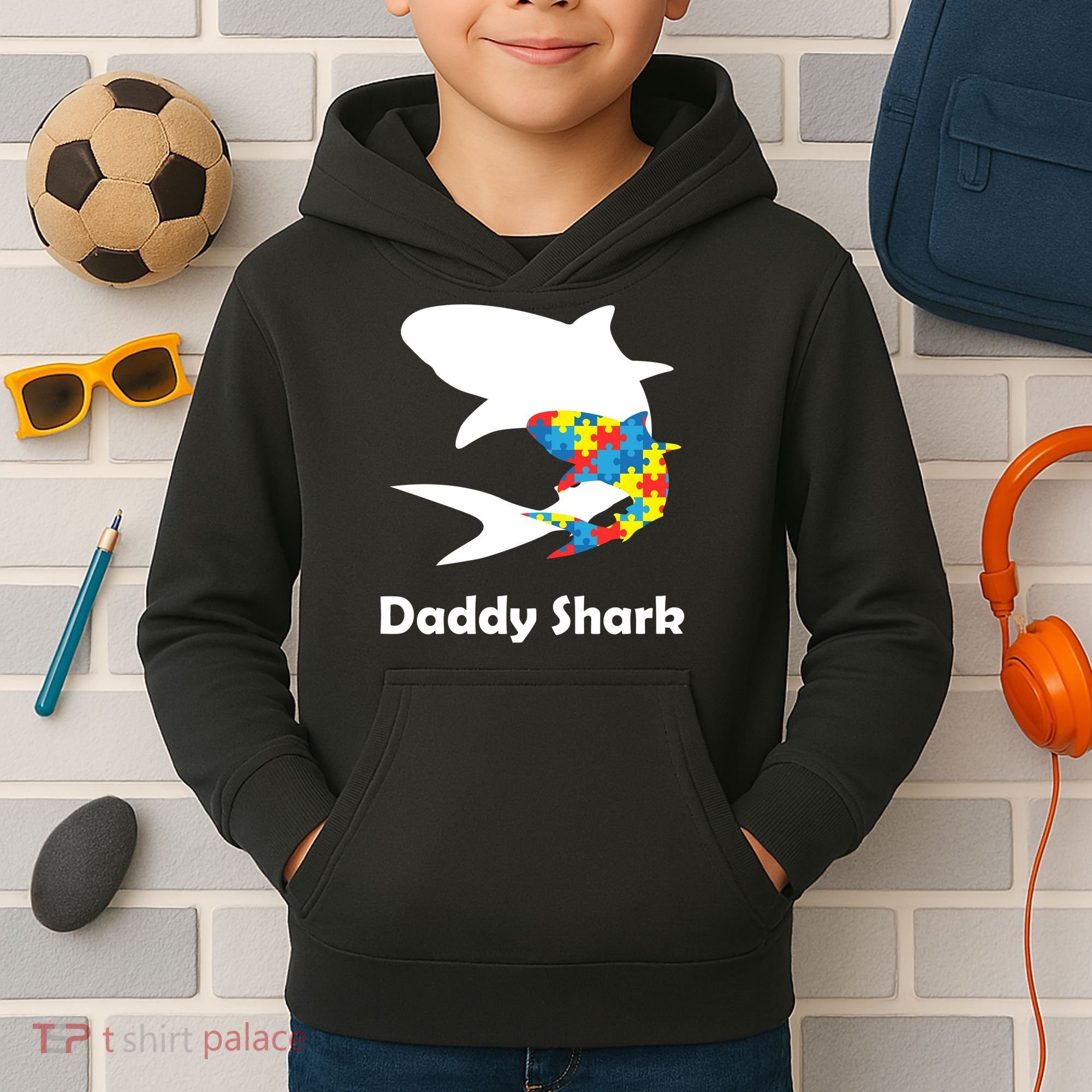 Daddy Shark Puzzles Autism Awareness Kids Hoodie