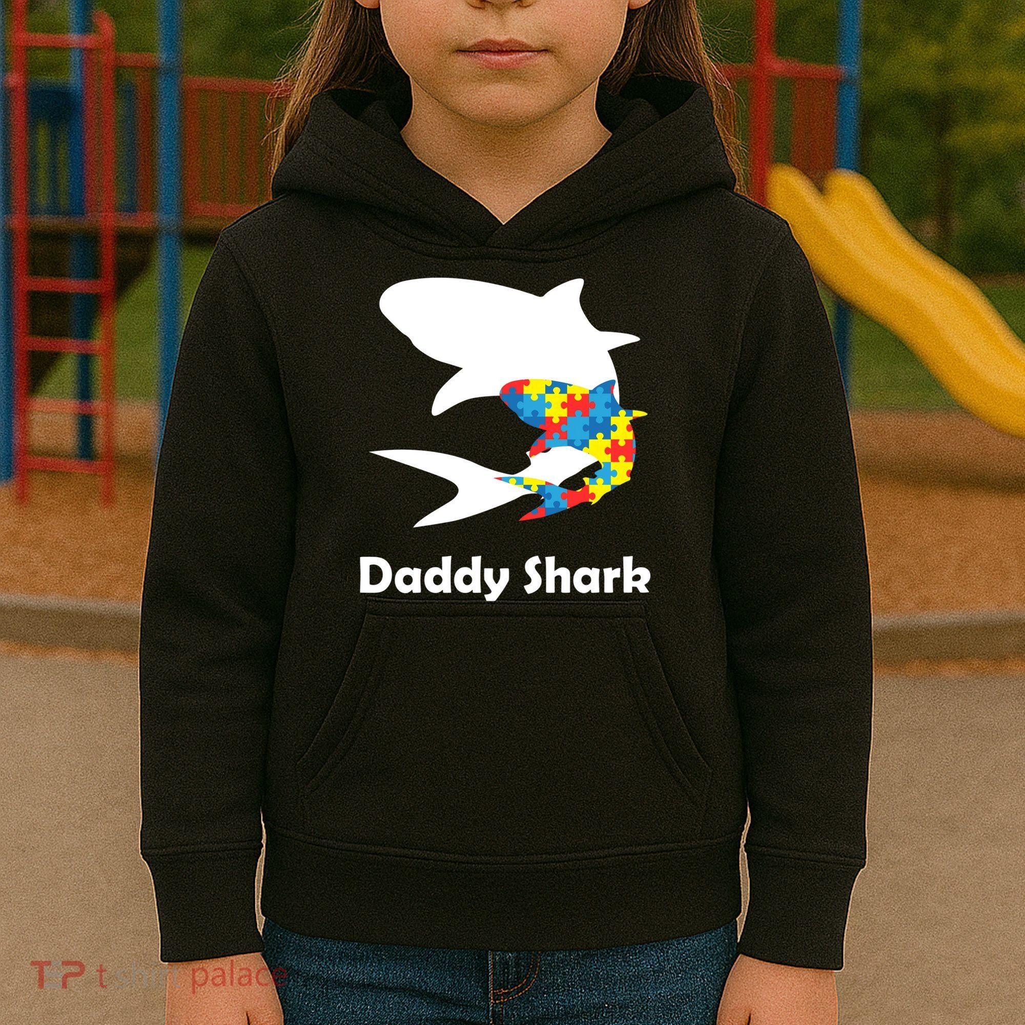 Daddy Shark Puzzles Autism Awareness Kids Hoodie