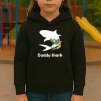 Daddy Shark Puzzles Autism Awareness Kids Hoodie thumb 3
