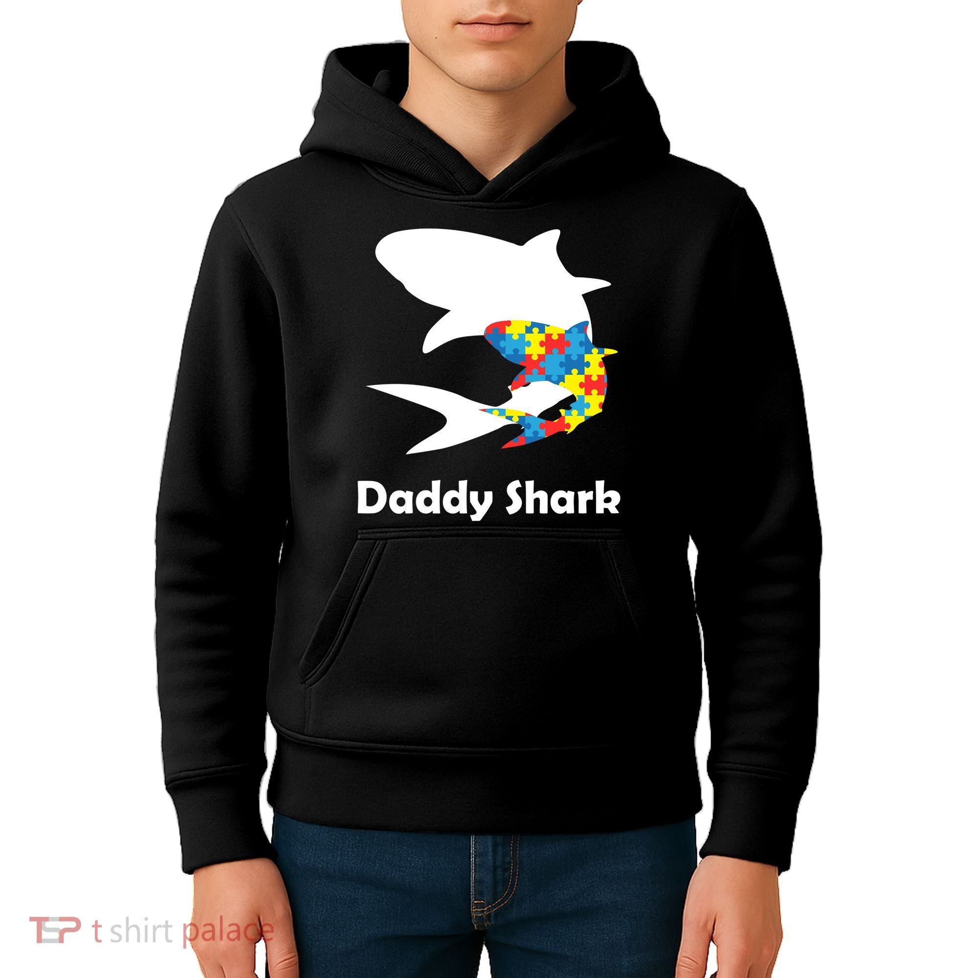 Daddy Shark Puzzles Autism Awareness Kids Hoodie