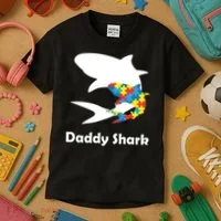 Daddy Shark Puzzles Autism Awareness Kids T-Shirt thumb 3