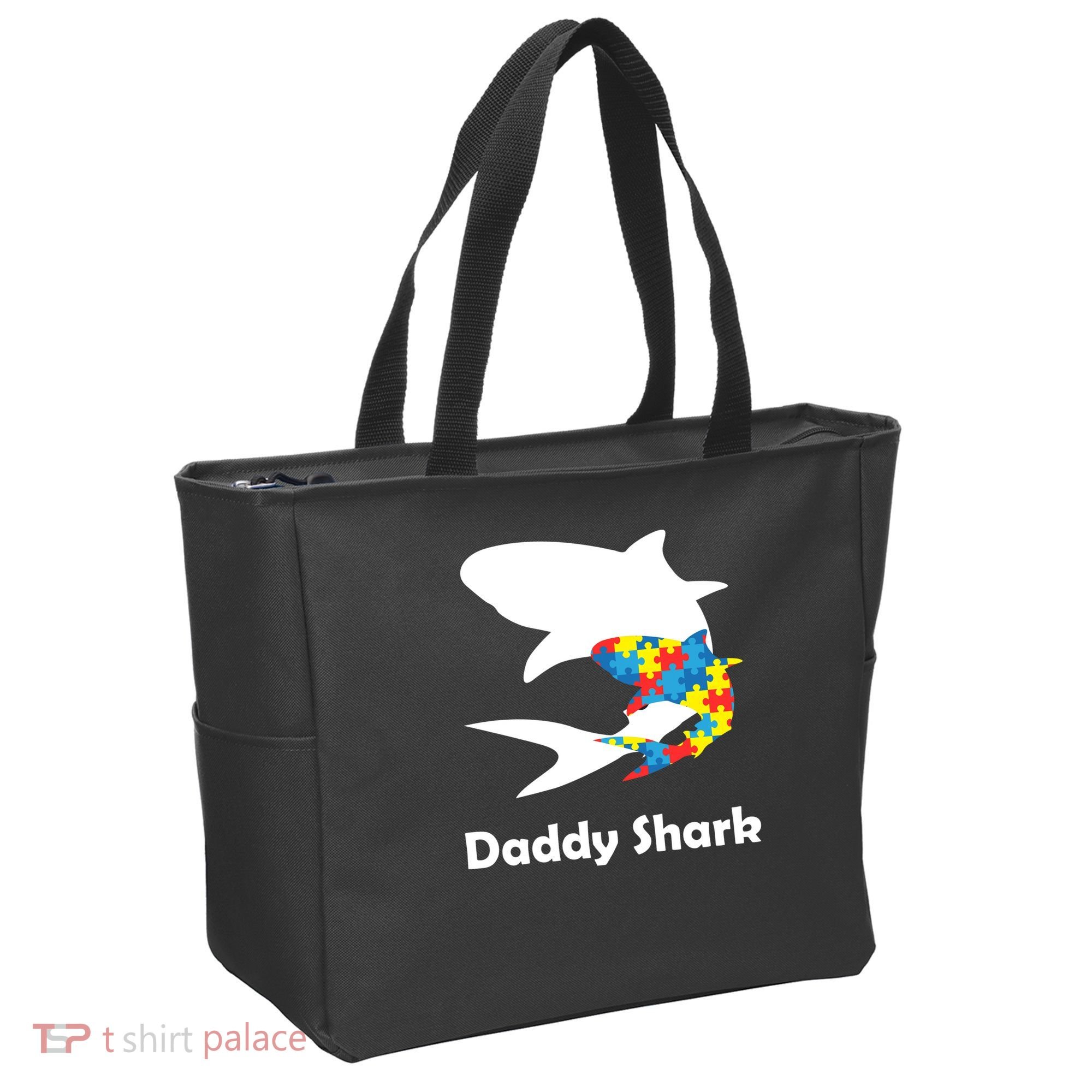 Daddy Shark Puzzles Autism Awareness Tote Bag
