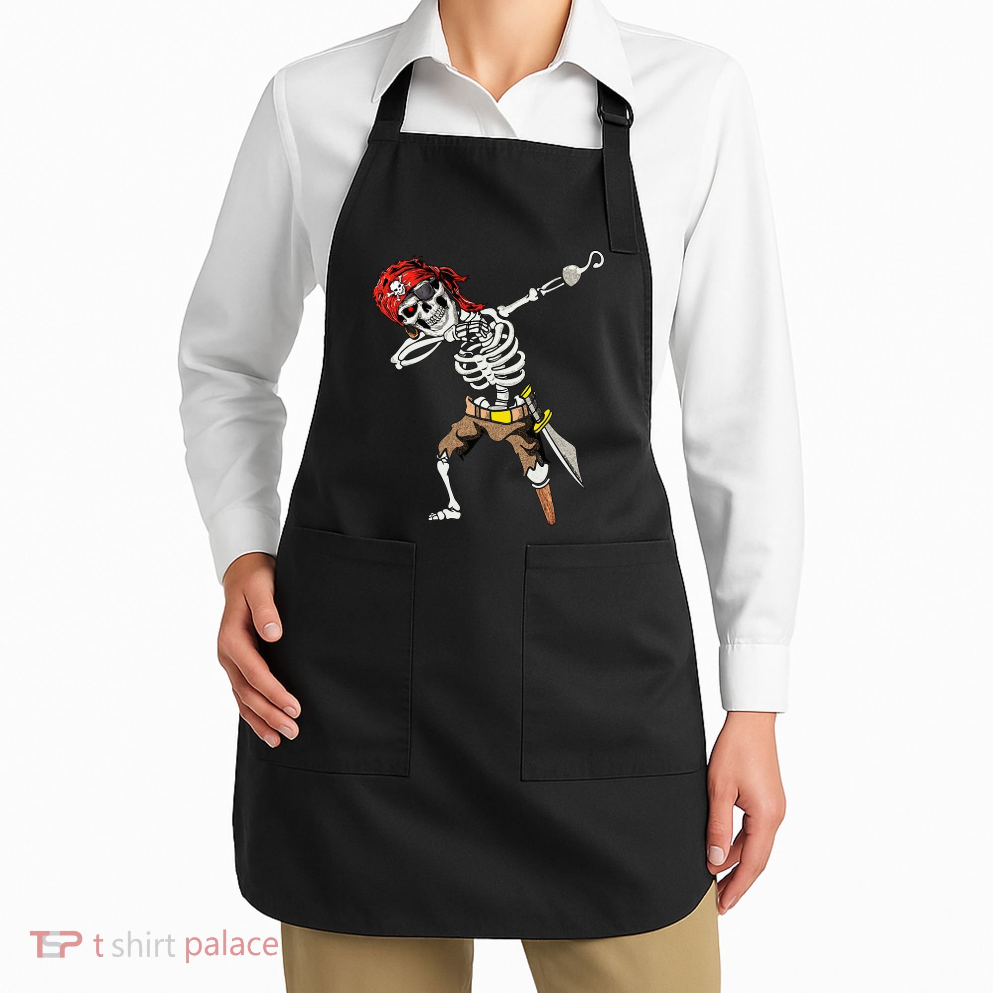 Dabbing Skeleton Pirate Halloween Kids Jolly Roger Pirate Apron