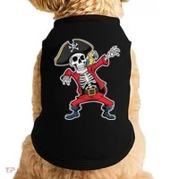Dabbing Skeleton Pirate Halloween Jolly Roger Fun Doggie Tank thumb 0