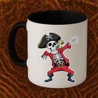 Dabbing Skeleton Pirate Halloween Jolly Roger Fun Coffee Mug thumb 2