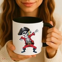 Dabbing Skeleton Pirate Halloween Jolly Roger Fun Coffee Mug thumb 3