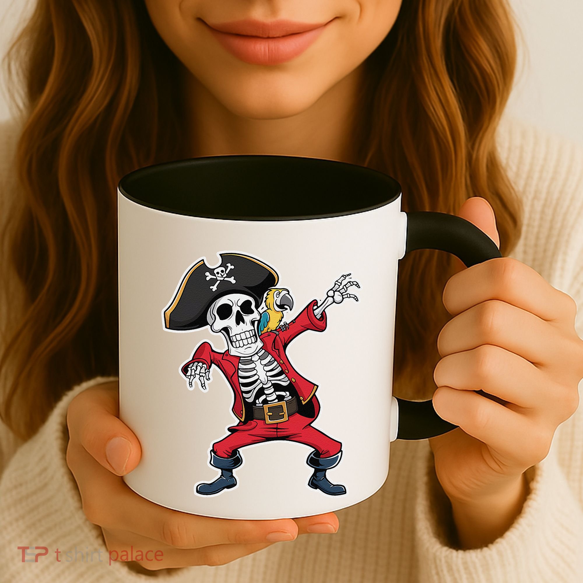 Dabbing Skeleton Pirate Halloween Jolly Roger Fun Coffee Mug