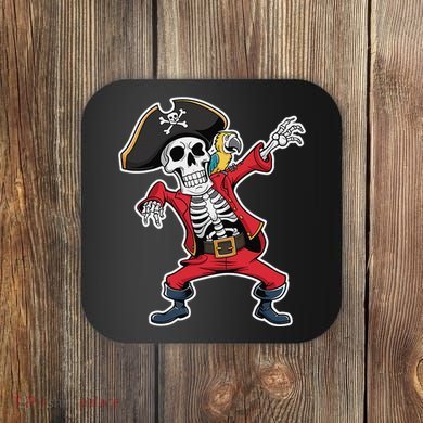 Dabbing Skeleton Pirate Halloween Jolly Roger Fun Coaster