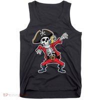 Dabbing Skeleton Pirate Halloween Jolly Roger Fun Tank Top thumb 0