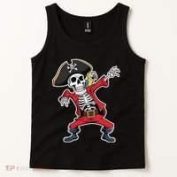 Dabbing Skeleton Pirate Halloween Jolly Roger Fun Tank Top thumb 2