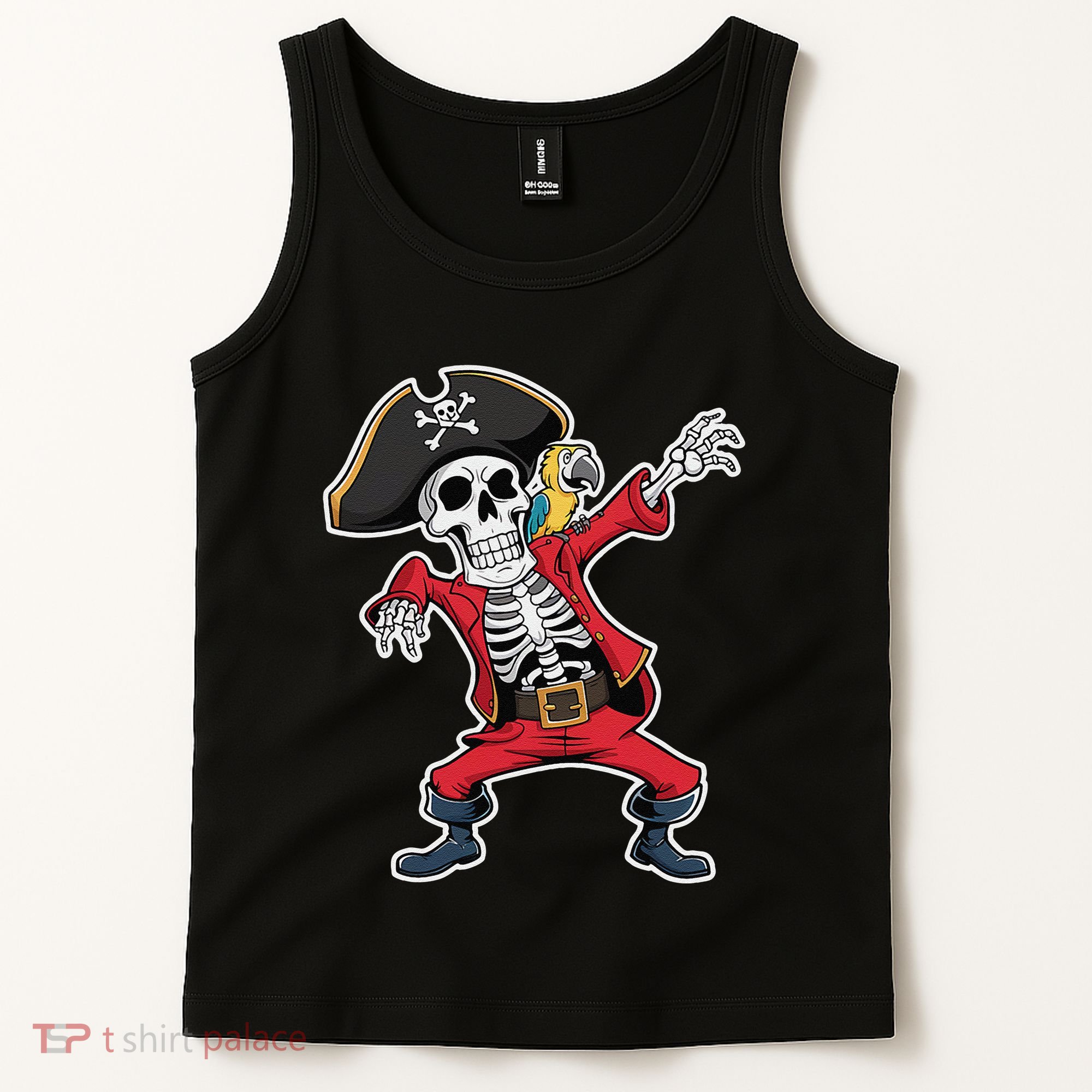 Dabbing Skeleton Pirate Halloween Jolly Roger Fun Tank Top