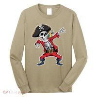 Dabbing Skeleton Pirate Halloween Jolly Roger Fun Long Sleeve Shirt thumb 0