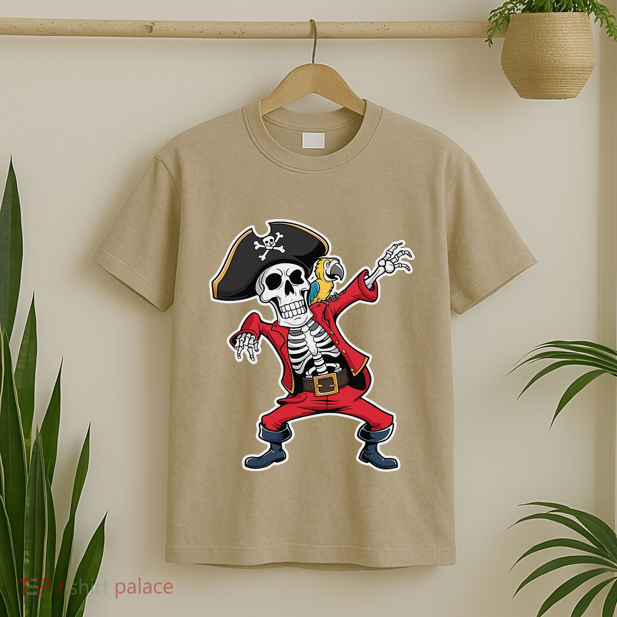 Dabbing Skeleton Pirate Halloween Jolly Roger Fun T-Shirt