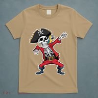 Dabbing Skeleton Pirate Halloween Jolly Roger Fun T-Shirt thumb 5