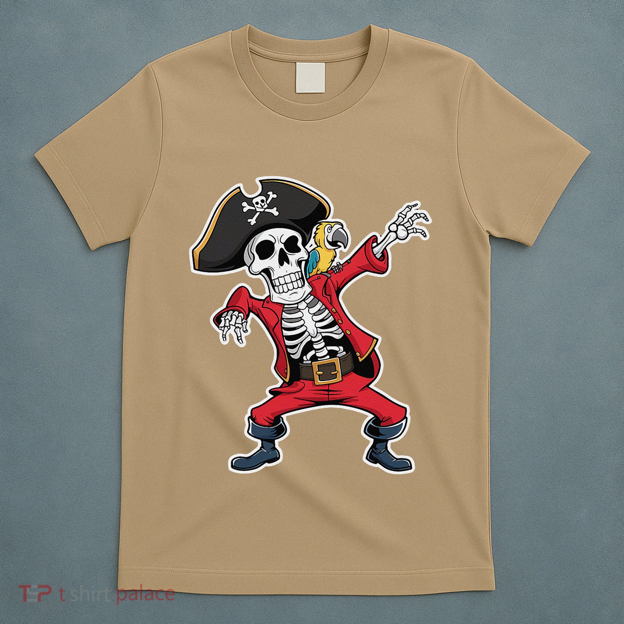 Dabbing Skeleton Pirate Halloween Jolly Roger Fun T-Shirt