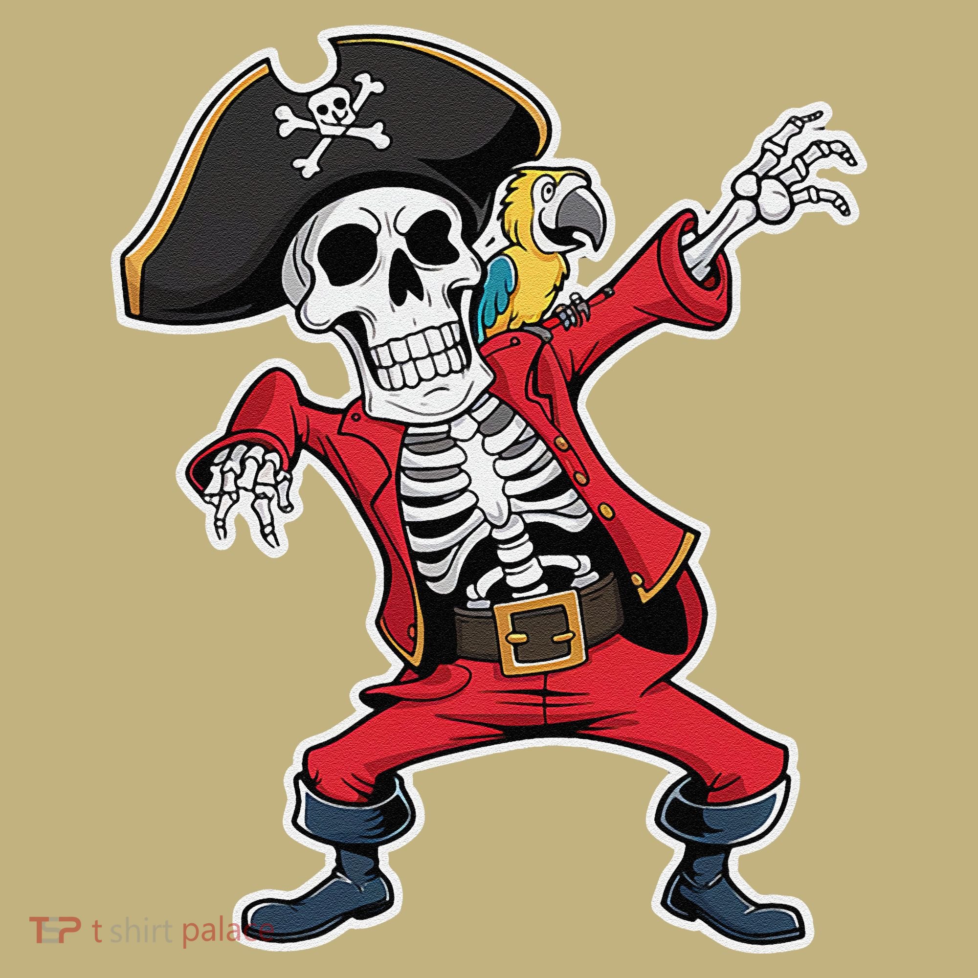 Dabbing Skeleton Pirate Halloween Jolly Roger Fun T-Shirt