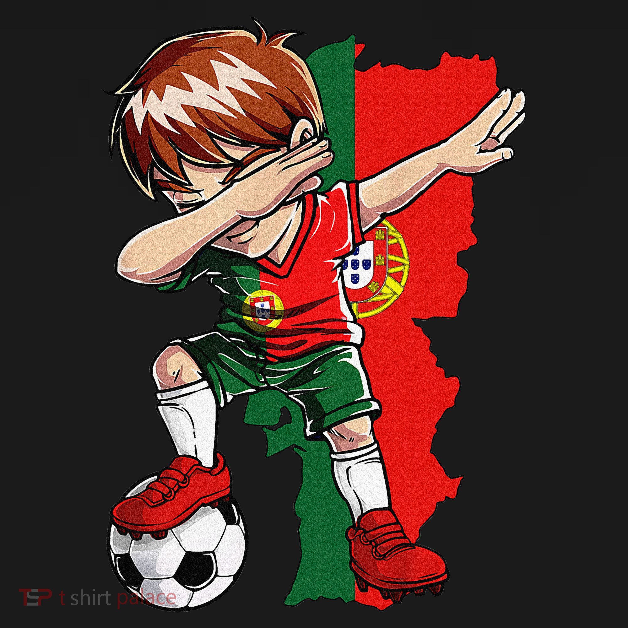 Dabbing Soccer Portugal Jersey Boy Portuguese Football Women's Hoodie