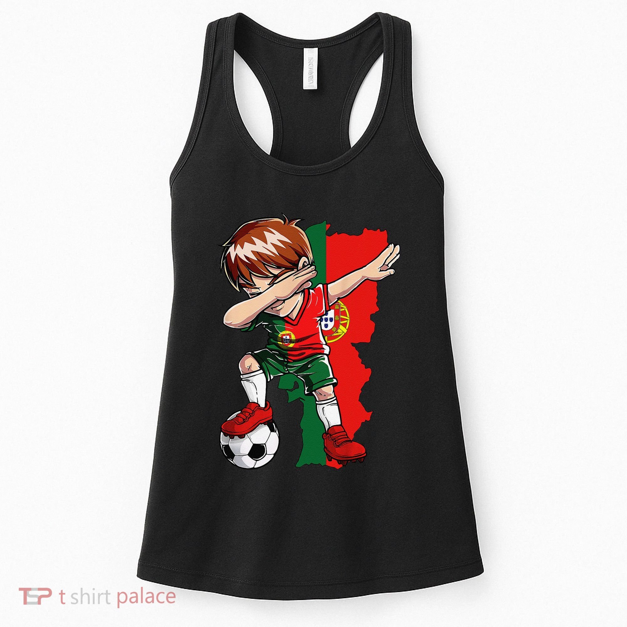 Dabbing Soccer Portugal Jersey Boy Portuguese Football Women's Tank Top