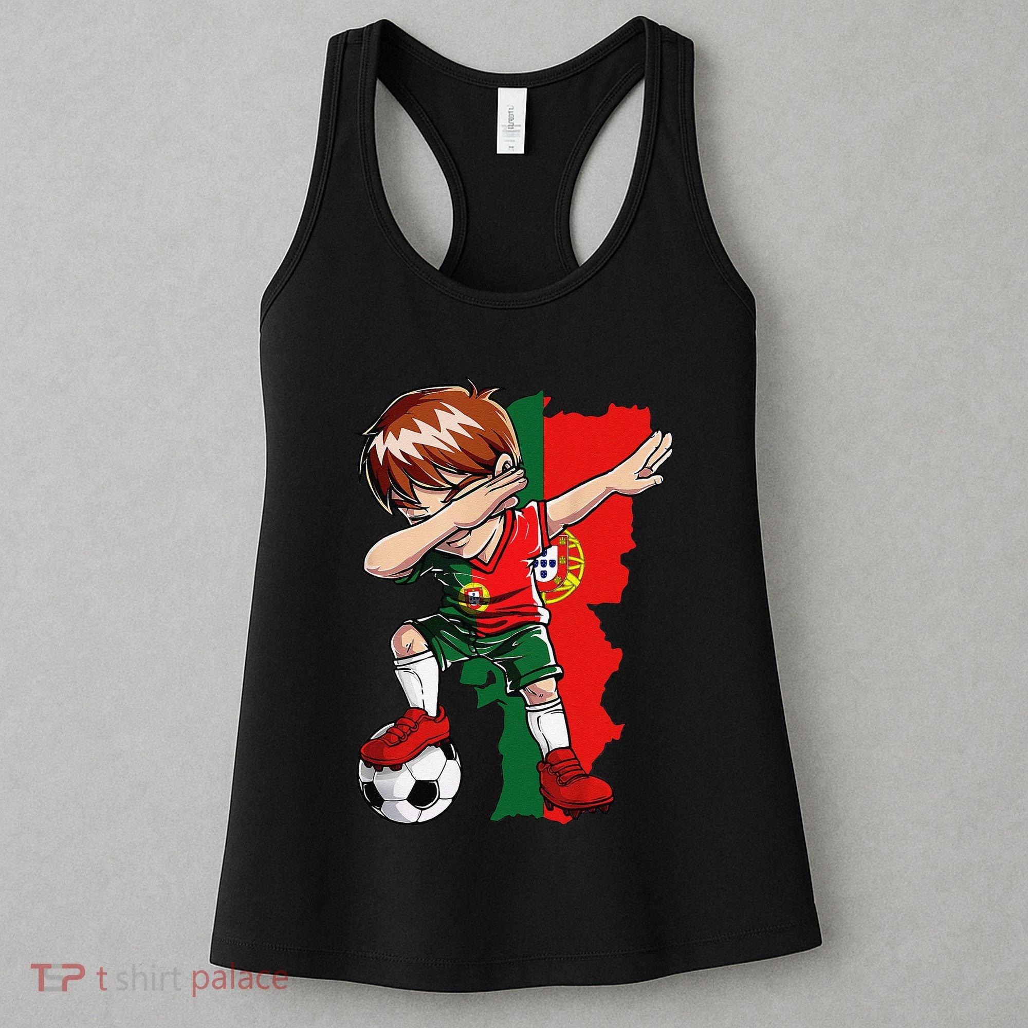 Dabbing Soccer Portugal Jersey Boy Portuguese Football Women's Tank Top
