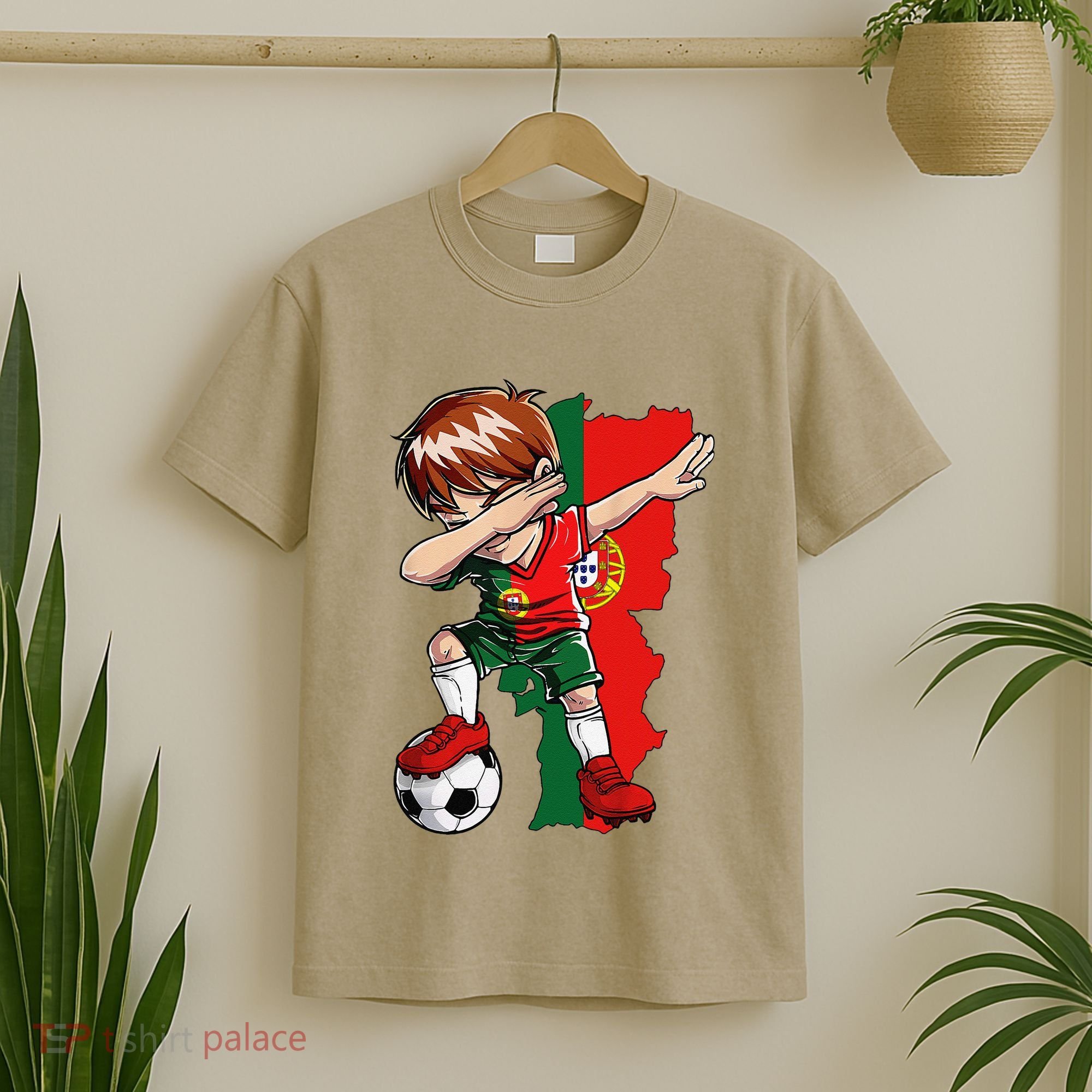Dabbing Soccer Portugal Jersey Boy Portuguese Football T-Shirt