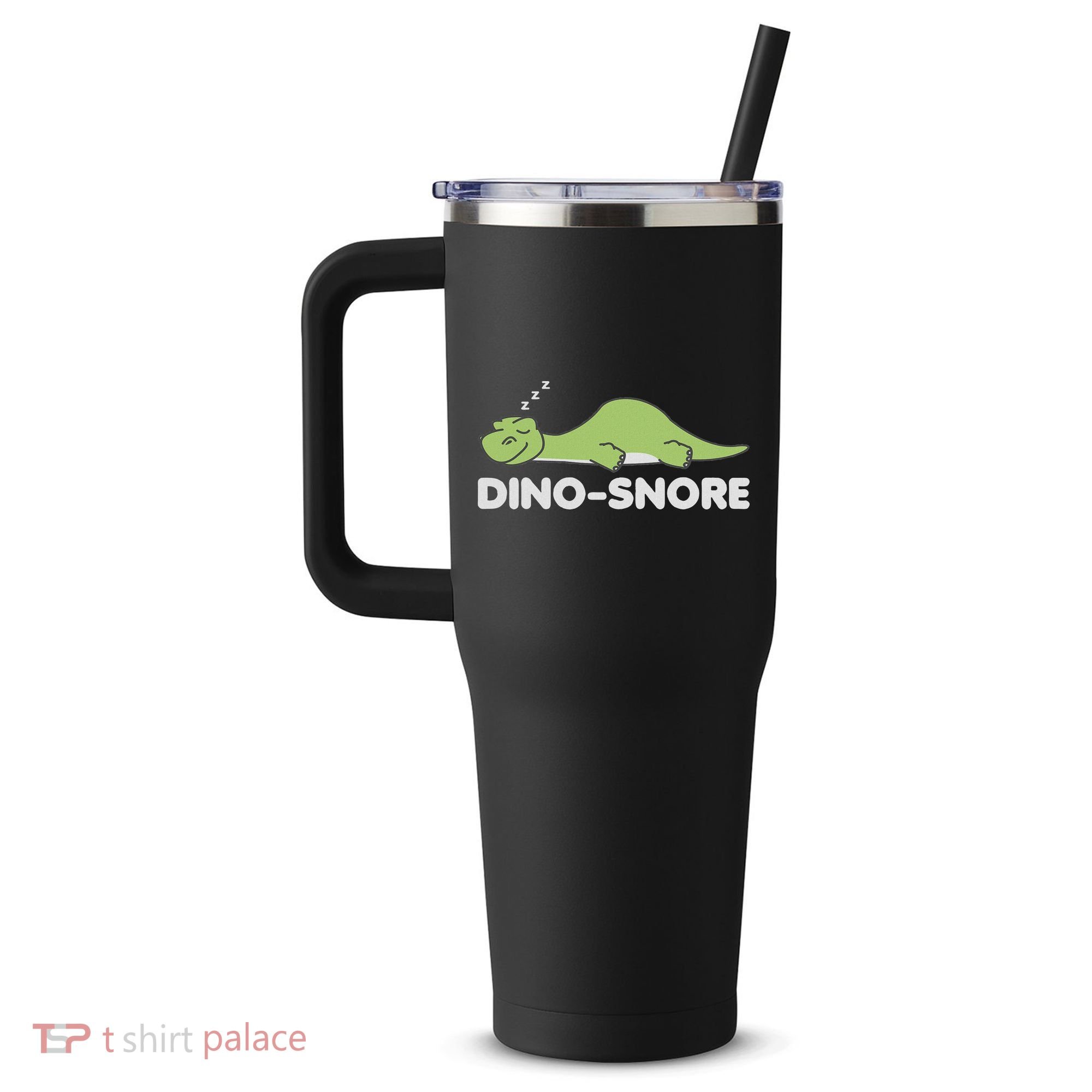 Dino Snore Pajamas Dinosaur 40oz Vacuum Insulated Stainless Steel Travel Tumbler