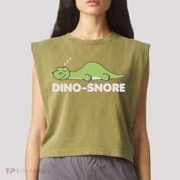 Dino Snore Pajamas Dinosaur Garment-Dyed Women's Muscle Tee thumb 2