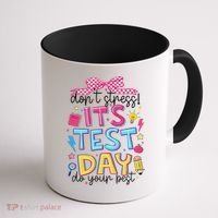 Dont Stress Pencil Coquette Bow Rock The Test Testing Day Coffee Mug thumb 1