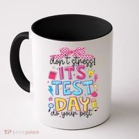 Dont Stress Pencil Coquette Bow Rock The Test Testing Day Coffee Mug thumb 0