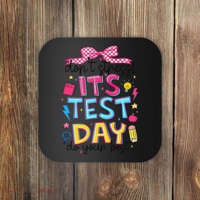 Dont Stress Pencil Coquette Bow Rock The Test Testing Day Coaster