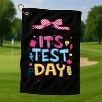 Dont Stress Pencil Coquette Bow Rock The Test Testing Day Golf Towel thumb 1
