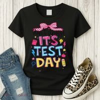 Dont Stress Pencil Coquette Bow Rock The Test Testing Day Women's T-Shirt thumb 3
