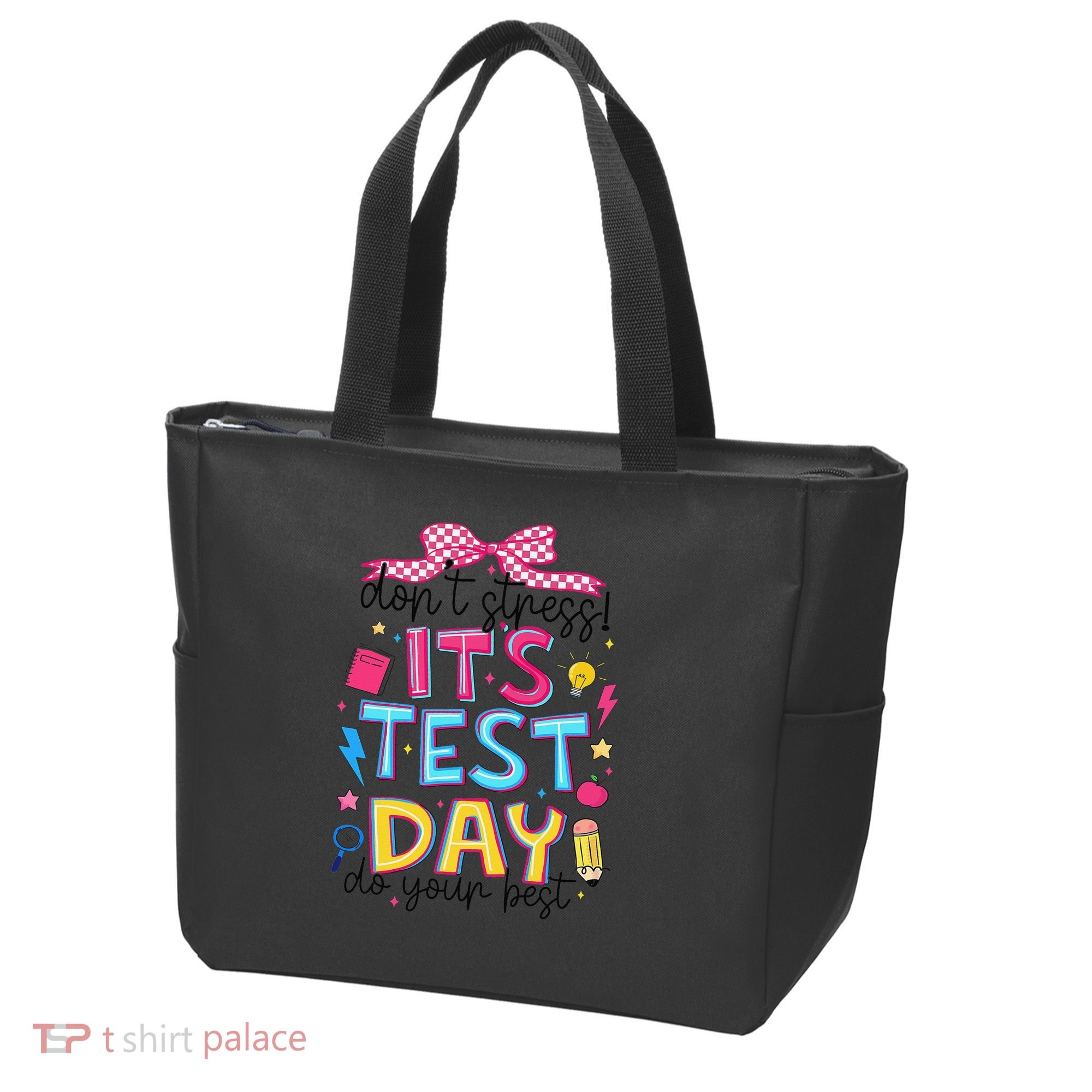 Dont Stress Pencil Coquette Bow Rock The Test Testing Day Tote Bag