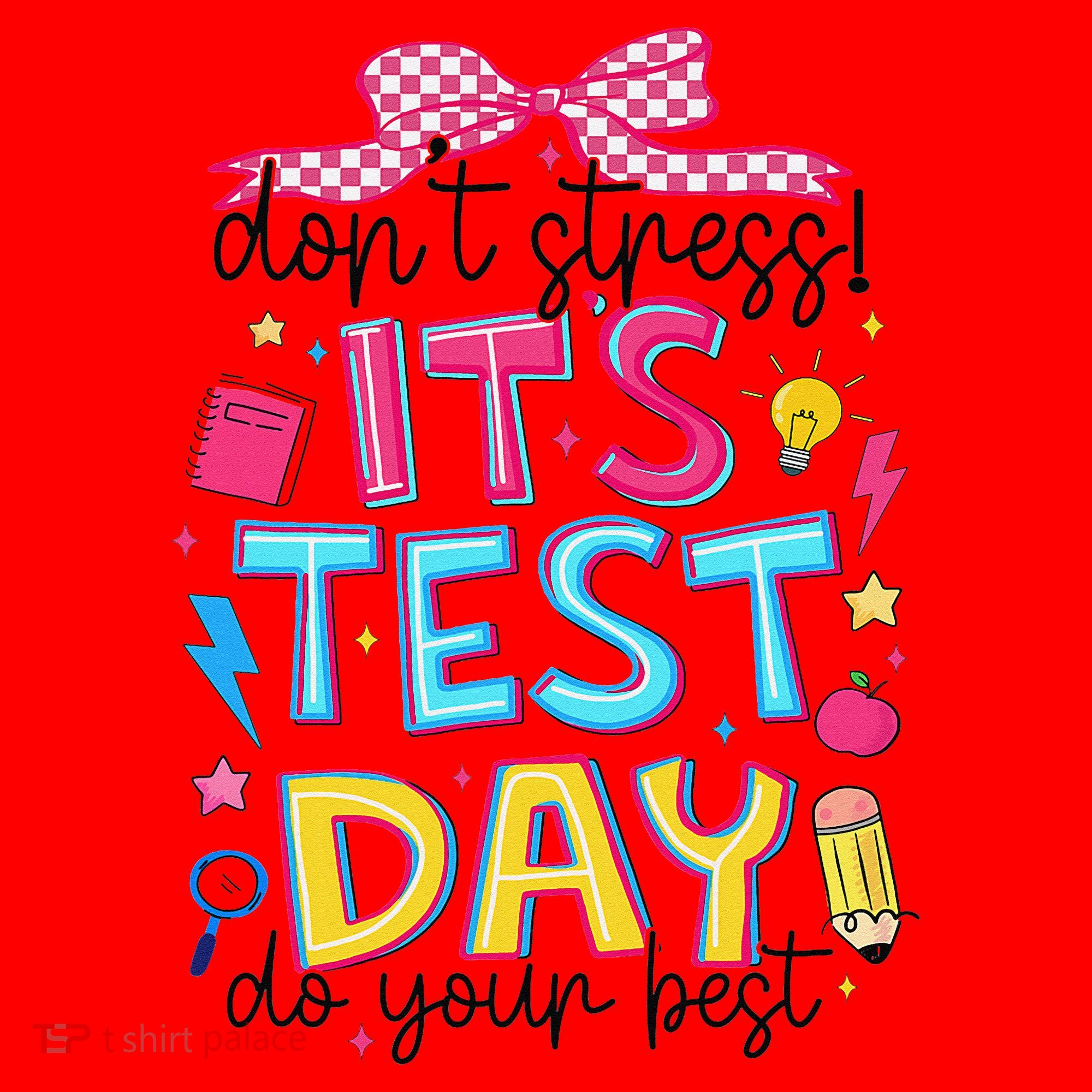 Dont Stress Pencil Coquette Bow Rock The Test Testing Day Santa Hat