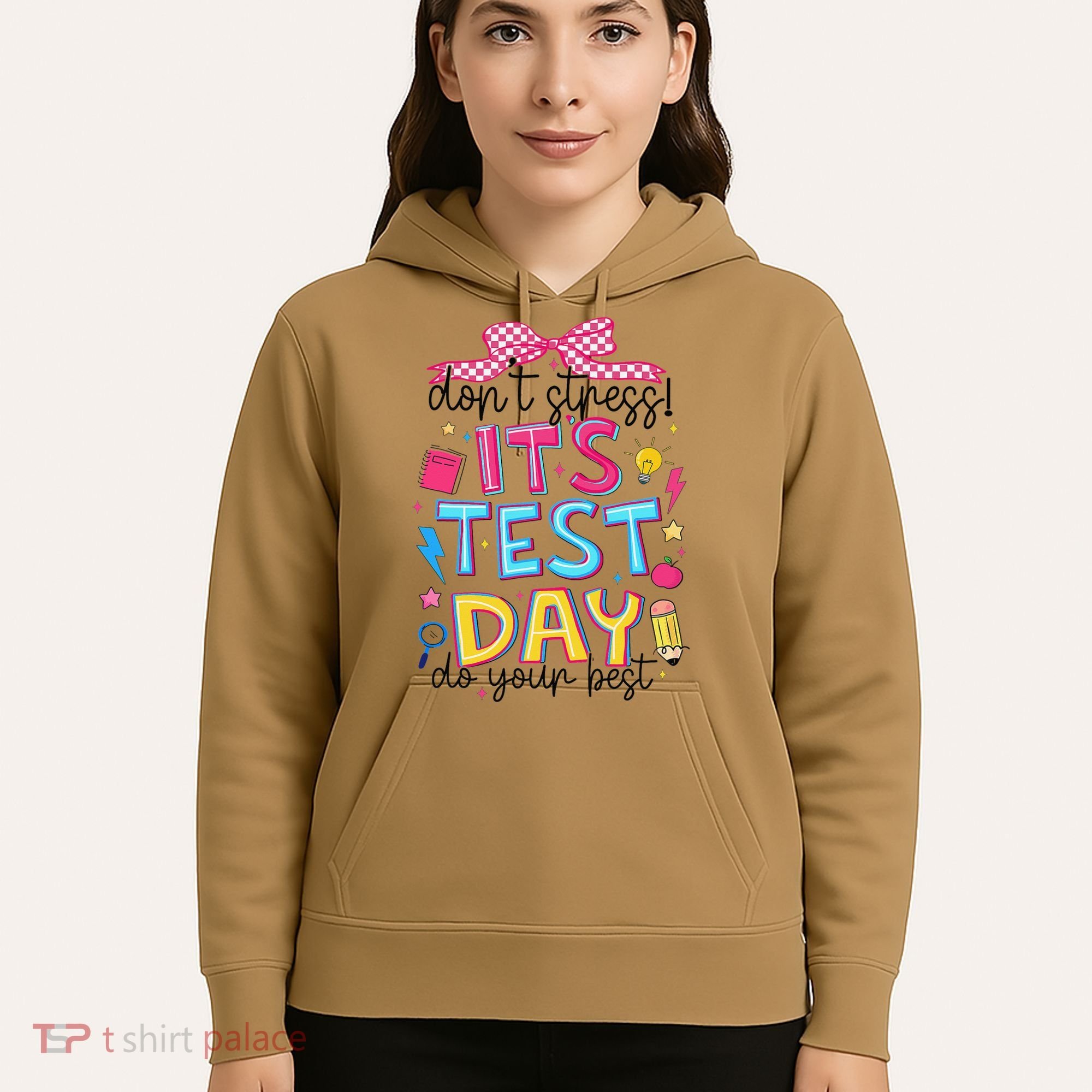 Dont Stress Pencil Coquette Bow Rock The Test Testing Day Hoodie